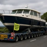 oversize boat transport trailer with warning flags Australia